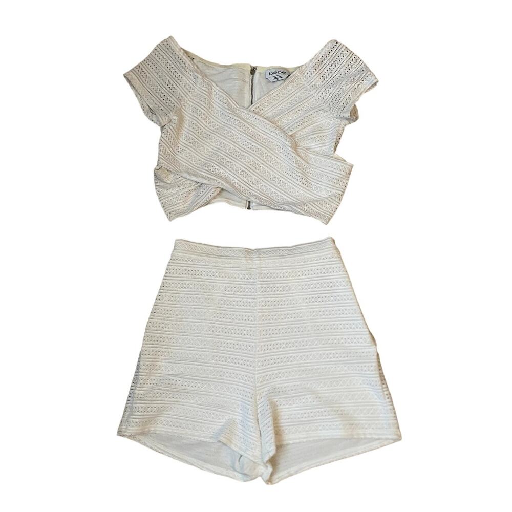 Bebe White Two Piece Short Set size Medium and XS